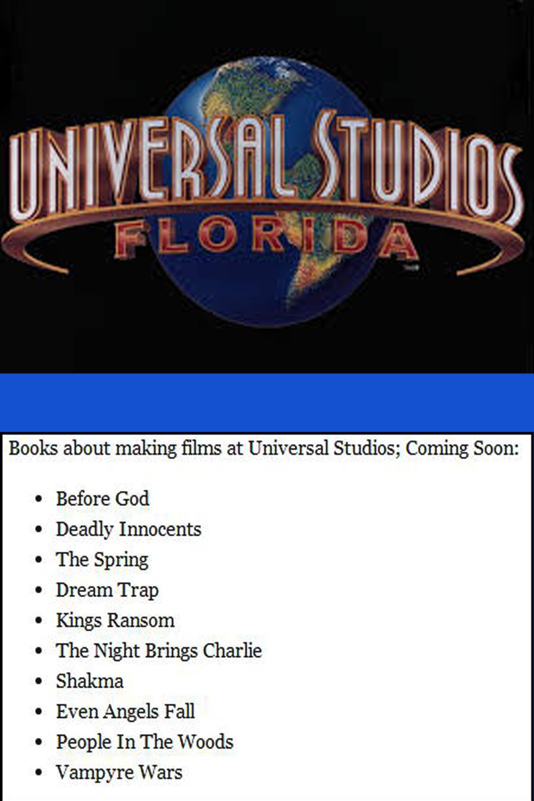 Making Films Universal Studios
